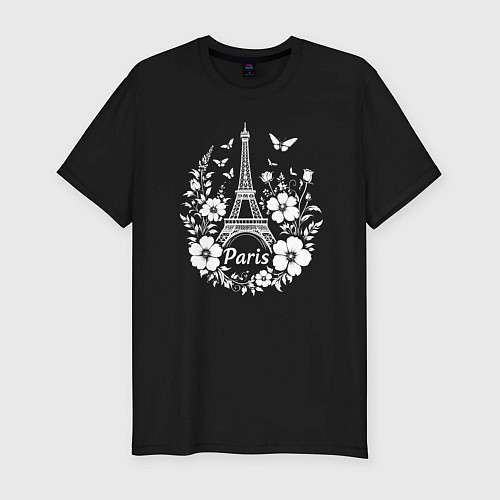 Мужская slim-футболка Парижская симфония / Черный – фото 1