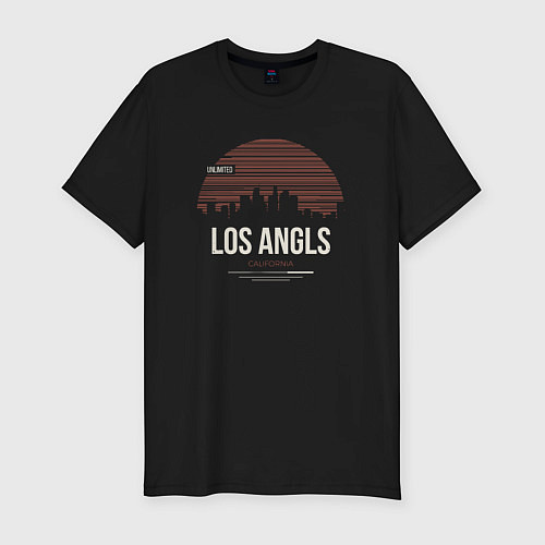 Мужская slim-футболка LA California / Черный – фото 1