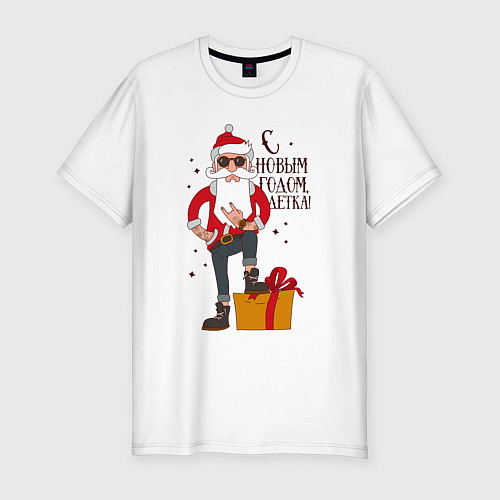 Мужская slim-футболка С Новым годом, детка / Белый – фото 1