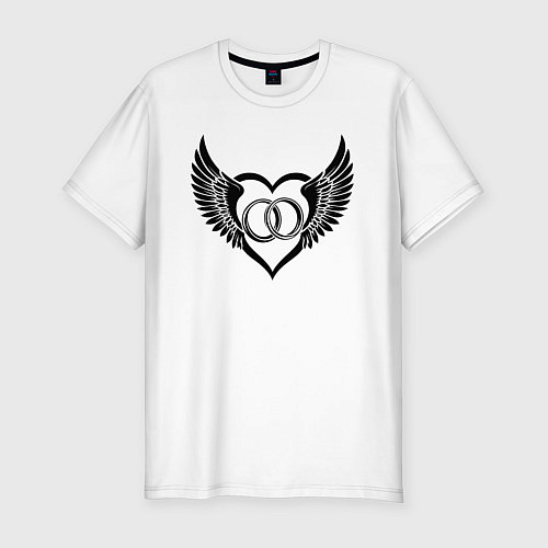 Мужская slim-футболка Свадебные крылья / Белый – фото 1