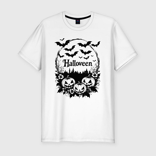 Мужская slim-футболка Хэллоуинское настроение / Белый – фото 1