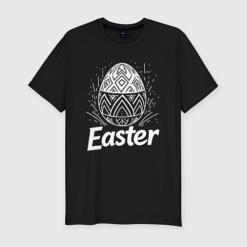 Мужская slim-футболка Пасхальное крашеное яйцо / Черный – фото 1