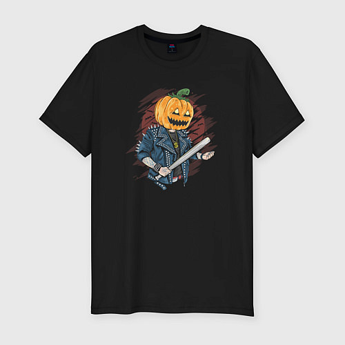 Мужская slim-футболка Punk pumpkin / Черный – фото 1