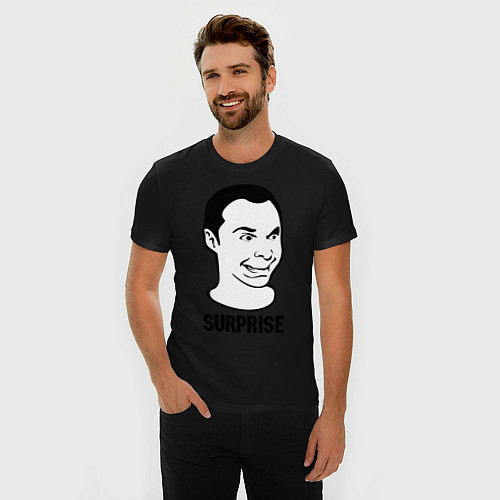 Мужская slim-футболка Sheldon surprise / Черный – фото 3