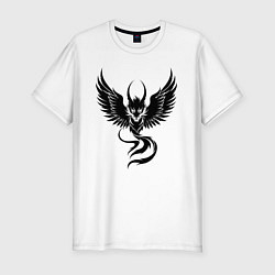 Мужская slim-футболка Крылатый черный дракон