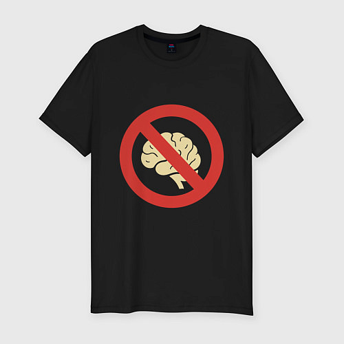 Мужская slim-футболка Запрет на использование мозга / Черный – фото 1
