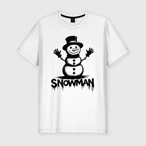Мужская slim-футболка Снеговик граффити / Белый – фото 1