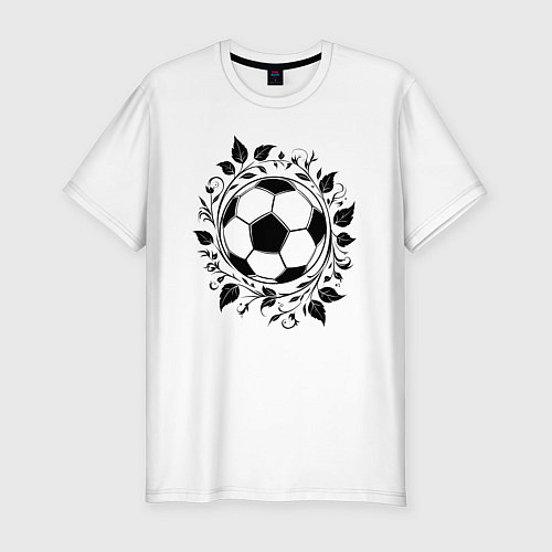 Мужская slim-футболка Футбольный мяч в венке / Белый – фото 1