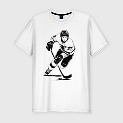 Мужская slim-футболка Аниме хоккеист в атаке