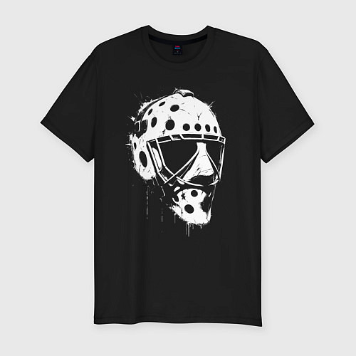 Мужская slim-футболка Белая хоккейная маска / Черный – фото 1