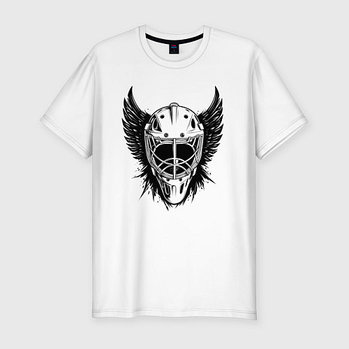 Мужская slim-футболка Крылатая хоккейная маска / Белый – фото 1