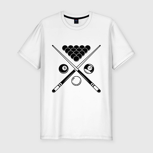 Мужская slim-футболка Бильярд (пул) / Белый – фото 1