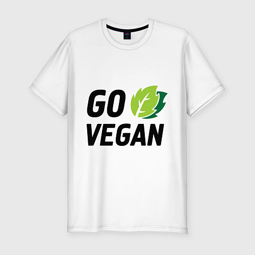 Мужская slim-футболка Go vegan / Белый – фото 1
