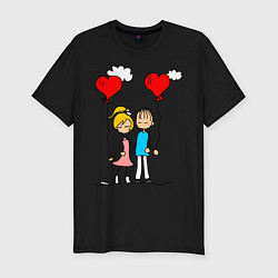 Мужская slim-футболка Влюбленная пара