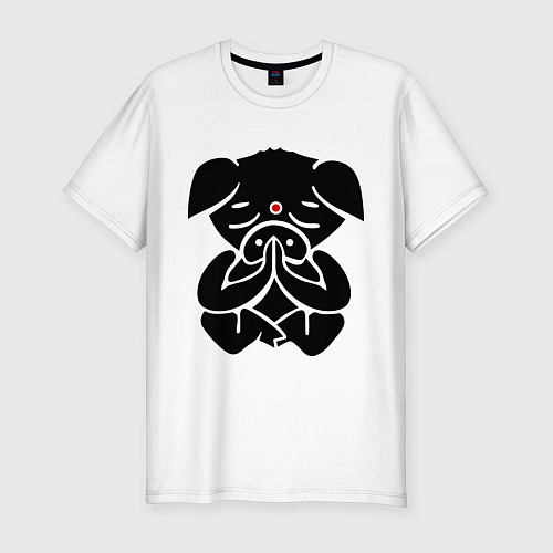 Мужская slim-футболка Медитирующая свинка / Белый – фото 1