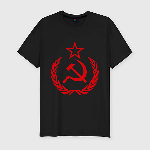 Мужская slim-футболка СССР герб / Черный – фото 1