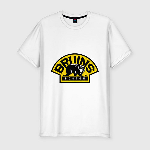 Мужская slim-футболка HC Boston Bruins Label / Белый – фото 1