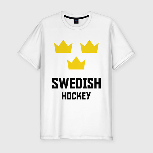 Мужская slim-футболка Swedish Hockey / Белый – фото 1