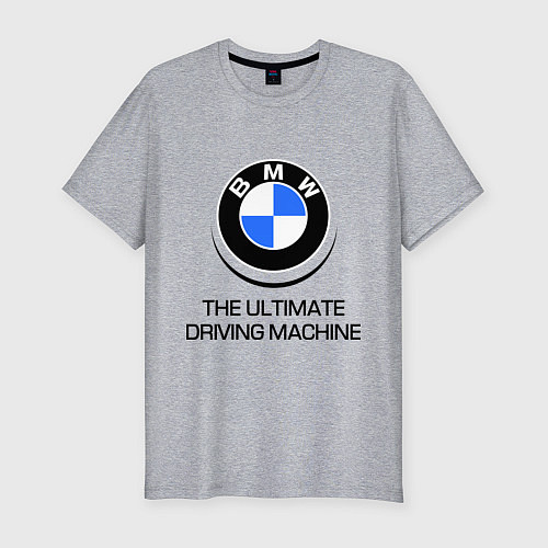 Мужская slim-футболка BMW Driving Machine / Меланж – фото 1