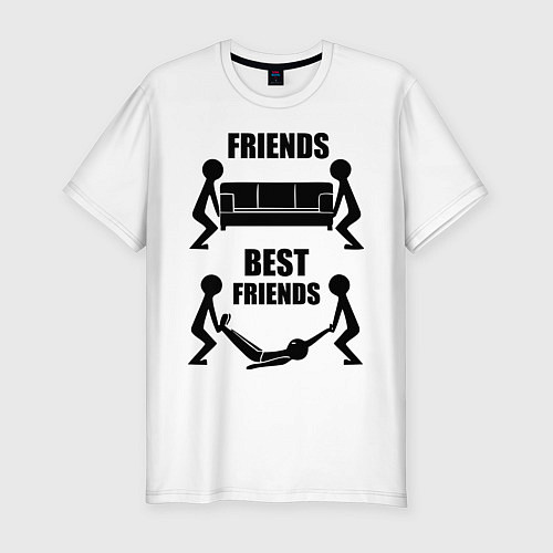 Мужская slim-футболка Best friends / Белый – фото 1