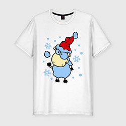 Мужская slim-футболка Барашек и снежок
