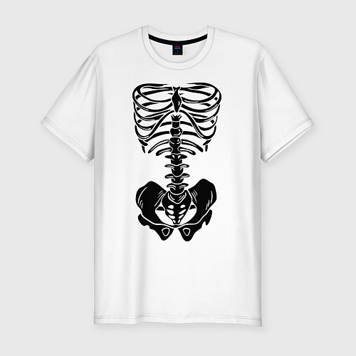 Мужская slim-футболка Скелет / Белый – фото 1