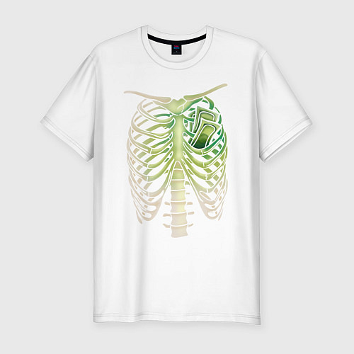 Мужская slim-футболка Скелет и деньги / Белый – фото 1