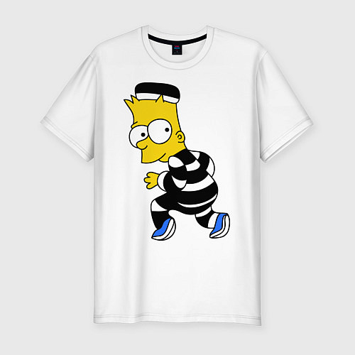 Мужская slim-футболка Заключенный Барт / Белый – фото 1
