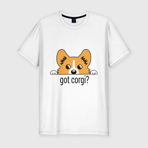 Мужская slim-футболка Got Corgi / Белый – фото 1