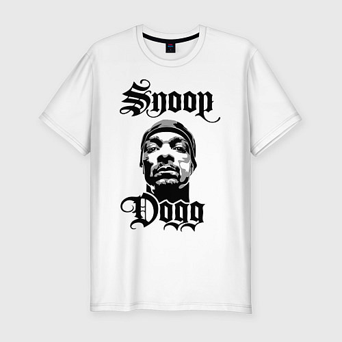 Мужская slim-футболка Snoop Dogg Face / Белый – фото 1