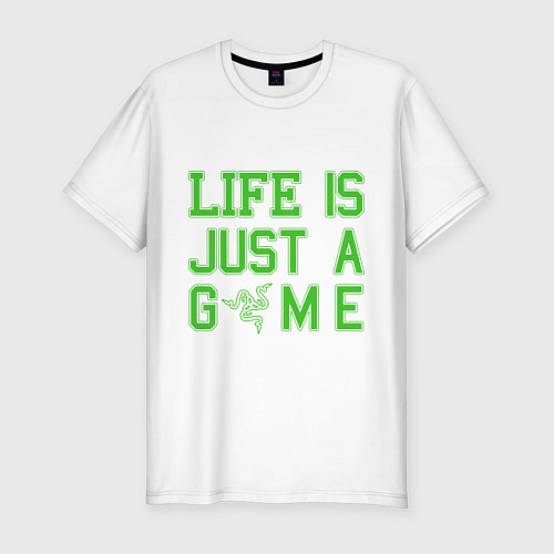 Мужская slim-футболка Life is just a game / Белый – фото 1