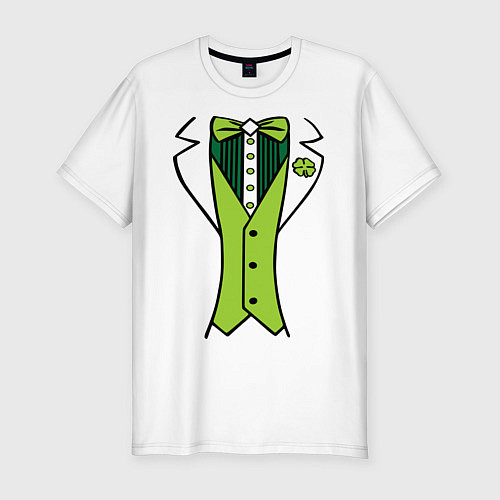 Мужская slim-футболка Ирландский костюм / Белый – фото 1