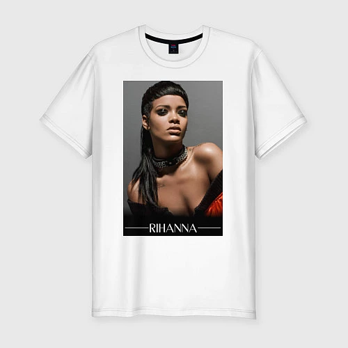 Мужская slim-футболка Rihanna: portrait / Белый – фото 1