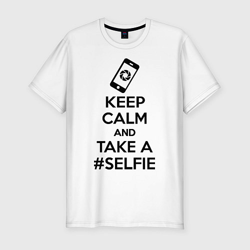Мужская slim-футболка Keep Calm & Take a Selfie / Белый – фото 1