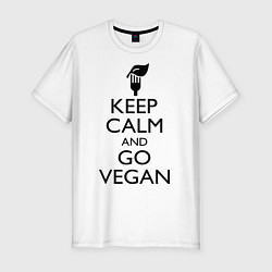 Мужская slim-футболка Keep Calm & Go Vegan