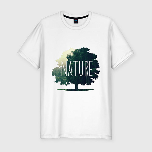 Мужская slim-футболка Природа / Белый – фото 1