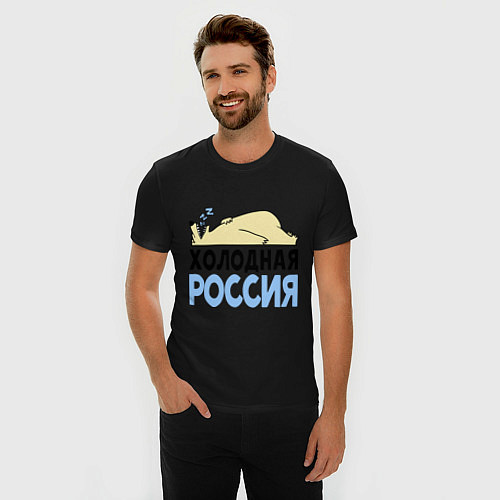 Мужская slim-футболка Холодная Россия / Черный – фото 3