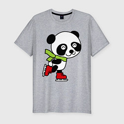 Мужская slim-футболка Панда на коньках