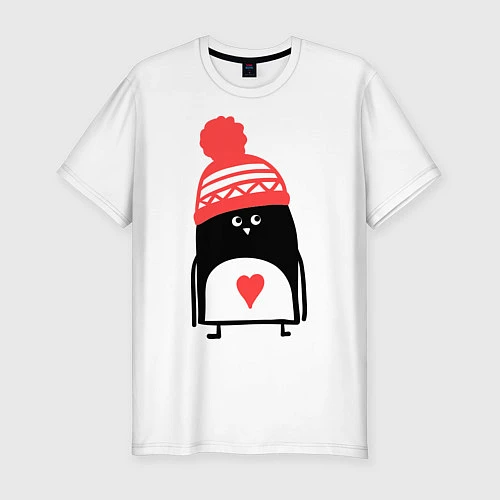 Мужская slim-футболка Малый пингвин / Белый – фото 1