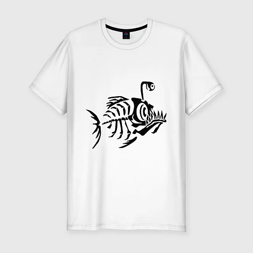 Мужская slim-футболка Скелет глубоководной рыбы / Белый – фото 1