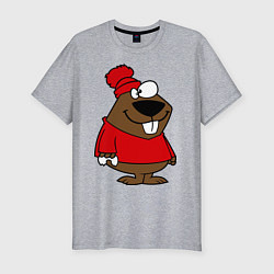 Футболка slim-fit Бобер, цвет: меланж