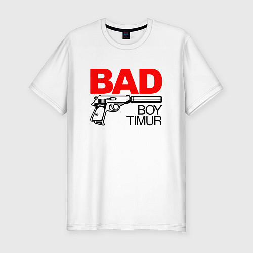 Мужская slim-футболка Bad boy Timur / Белый – фото 1