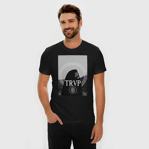 Мужская slim-футболка TRVP X XPAM / Черный – фото 3
