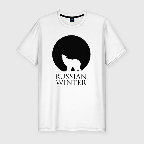 Мужская slim-футболка Russian winter / Белый – фото 1