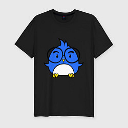 Мужская slim-футболка Птичка в очках