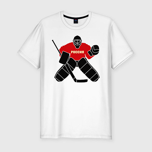 Мужская slim-футболка Хоккей Россия / Белый – фото 1