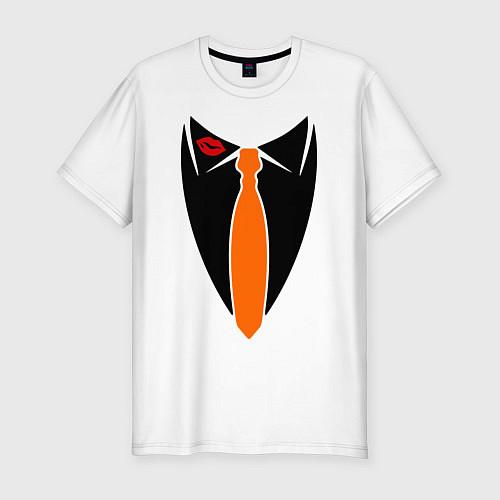 Мужская slim-футболка Галстук и помада / Белый – фото 1