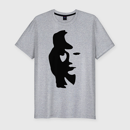 Мужская slim-футболка Саксофонист или девушка / Меланж – фото 1