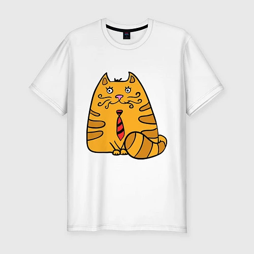 Мужская slim-футболка Котик жених / Белый – фото 1