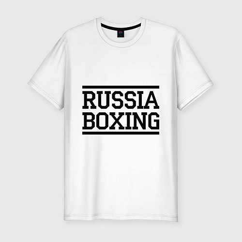 Мужская slim-футболка Russia boxing / Белый – фото 1